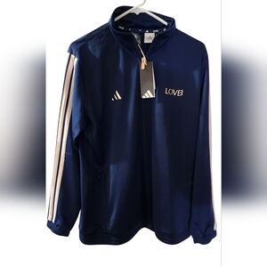 NWT (Sample) Adidas LOVB 3Stripe Track Top Women's Sz Large Navy/Pink
